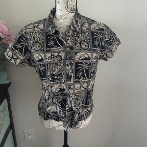 Harley Davidson Womens Button Down Collar Hawaiian Motorcycle Shirt Size Large